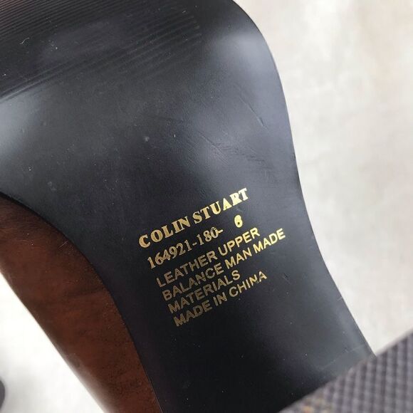 Colin Stuart Brown Pointed Toe Heeled Mule Slip On Shoes with Grommet detailing - Picture 11 of 12